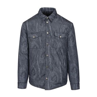 Etro Paisley Overshirt - male - Etro - Winter Jackets - Blue - M - Jackets