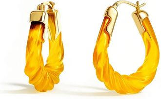 Gold & Honey Womens Rope Twist Oval Lucite Birthstone Hoop Earrings In November - Citrine