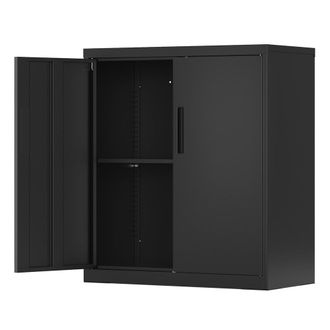 Songmics Armario archivador met&aacute;lico con balda ajustable de color negro mate
