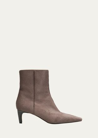 Brunello Cucinelli 50mm Monili-Heel Calf Hair Ankle Boots