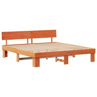 Berkfield Home with Headboard Wax brown 200 x 200 cm Solid pine wood