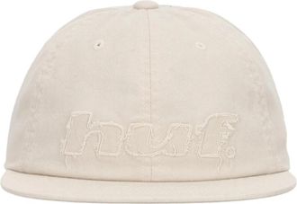 HUF Distressed Logo 5-Panel Pet - Heren - Accessoires - Beige - Maat: ONE Size Katoen