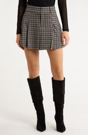 Sanctuary Check Pleated Skirt in Oatmilk Ch at Nordstrom Rack, Size Large