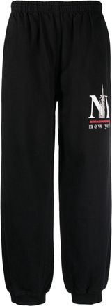 Alexander Wang logo-print cotton-blend track pants - women - Cotton/Lyocell - L - Black
