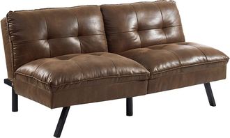 Vente-Unique Sof&aacute; cama tipo clic-clac 3 plazas PEGULA de microfibra envejecida - Marr&oacute;n