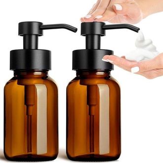 OEM Dispensador De Jab&oacute;n De Espuma De Vidrio De 250 Ml - Marr&oacute;n, 2 Unidades
