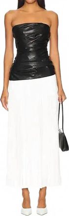 Jonathan Simkhai Arie Faux Leather Bustier Midi Dress In Black Multi