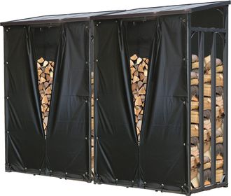 Quick-Star Quick-star - 2 St&uuml;ck Metall Kaminholzregal 130 X 70 X 185 Cm Mit Wetterschutz Garten Kaminholzunterstand 3,2 M&sup3; / 5 Srm Kaminholzlager Stapelhilfe Aus