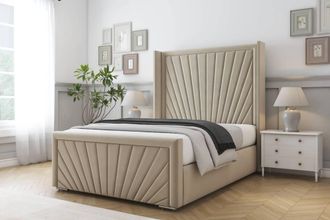 Comfort Beds Sunrise Coniston Bed Frame With Mattress-50 Upholstered Wingback in Cream | Size: Single