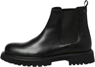 Jack & Jones Leren Chelsea Boot - Heren - Chelseaboots - Zwart - 44 EU - Leer - Schoenen