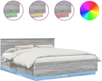 vidaXL Estructura De Cama Con Tiras Led Gris Sonoma 180 X 200 Cm Vidaxl
