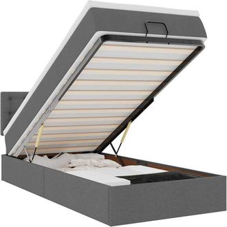 vidaXL Estructura Cama Otomana Colch&oacute;n Tela Gris Oscuro 90x190cm Vidaxl