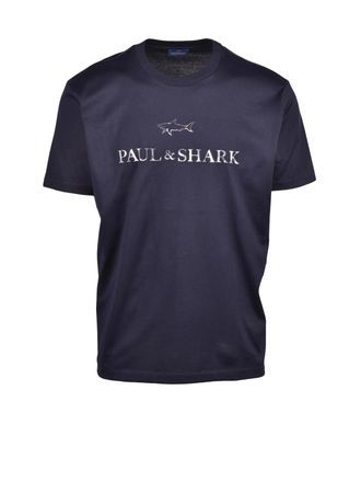 Paul & Shark Short-Sleeve Cotton T-Shirt With Shark Graphic