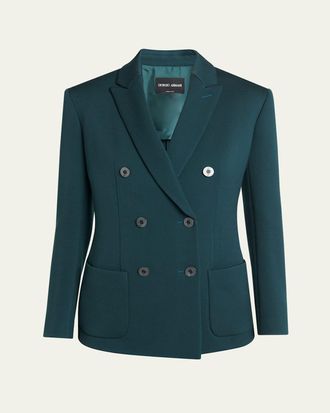 Giorgio Armani Double-Breasted Stretch Wool Blazer Jacket
