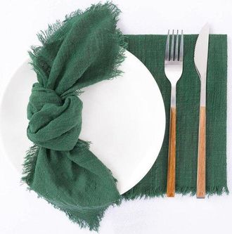 OEM Juego De 6 Servilletas De Tela, 42x42 Cm, Servilletas De Algod&oacute;n Para Mesa Y Manteles Individuales, Con Borlas, Ideales Para Cenas