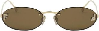 Fendi Sunglasses, unisex, Yellow, Size: 54 MM First Crystal Oval Sunglasses