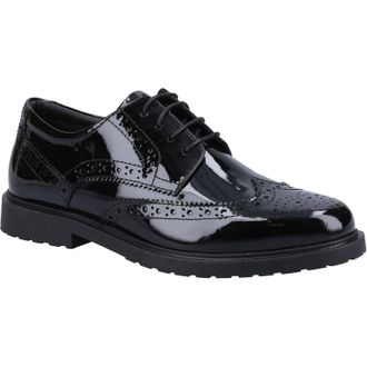 Hush Puppies Verity Leren Damesschoenen Met Lakleren Zwarte Brogues