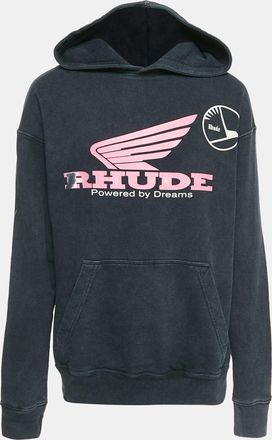 Rhude Dark Grey Knit Graphic Printed Hooded Sweatshirt