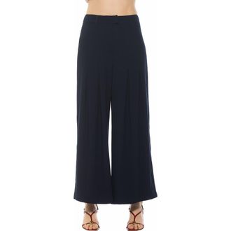 Alexia Admor Ilya High Waist Pleated Wide Leg Pants in Navy at Nordstrom Rack, Size 10