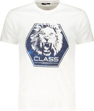 Cavalli Gedurfd Leeuw Grafisch T-shirt - Heren - T-shirts - Wit - M - Katoen - Tops