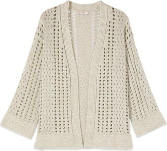 Oltre Kort- opengewerkt lurex vest - Dames - Vesten - Grijs - S/M - Truien & Vesten