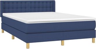 vidaXL Cama Box Spring Con Colch&oacute;n Tela Azul 140x200 Cm Vidaxl