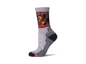 Smartwool Hike Light Cushion Squirrely Print Crew Socks Womens Crew Cut Socks Shoes Purple Eclipse : LG (Womens Shoe 10-12.5)