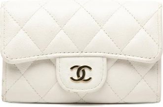 Chanel 2021-2025 CC Quilted Caviar Flap card holder - Bianco