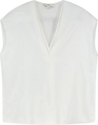 Vince Boxy V-neck Sleeveless Top - female - Vince - Blouses - White - XL - Blouses & Shirts