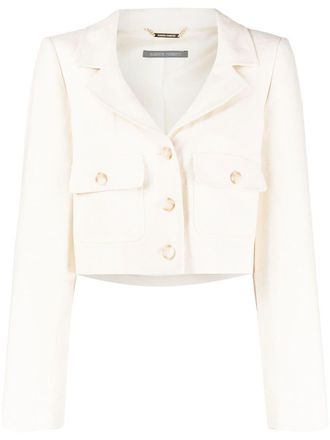 Alberta Ferretti single-breasted cropped blazer - women - Cupro/Acetate/Linen/Flax - 38 - White