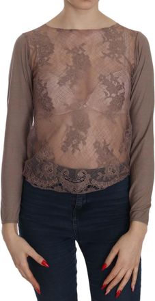 Pink Memories pink MEMORIES Lace See Through Long Sleeve Womens Top