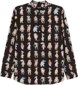 Undercover Overhemd met monsterprint - Bruin