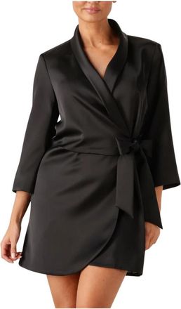 Ibana Dulce Mini Jurk - Dames - Wikkelkleedje - Zwart - M - Leer - Kleedjes