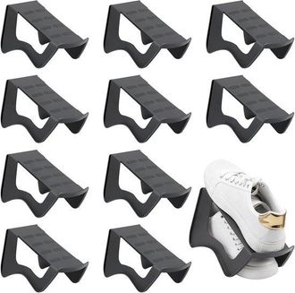 No Brand Zapatero - Estanter&iacute;a Para Zapatos - Estanter&iacute;a Para Armario - Dise&ntilde;o De Doble Capa - 10 Piezas - Gris