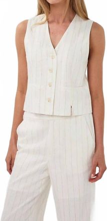 Esqualo Striped Linen Vest In White