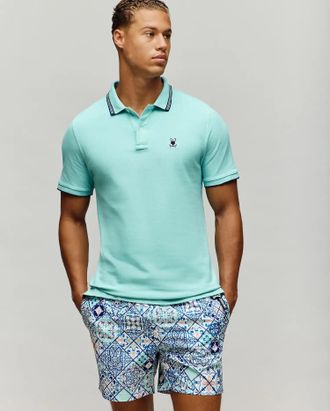 Psycho Bunny Mens Tavian Pique Polo 405 AQUA HAZE / XXXL