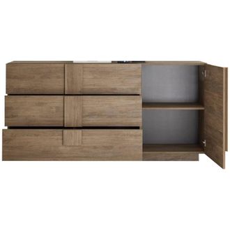 Dmora Credenza Minoprio, Madia un Ripiano, 3 Cassetti Made in Italy, Unanta, 182x44x90h cm Marrone Rovere