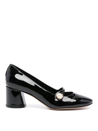 Casadei Black round toe mid block slip-on shoes