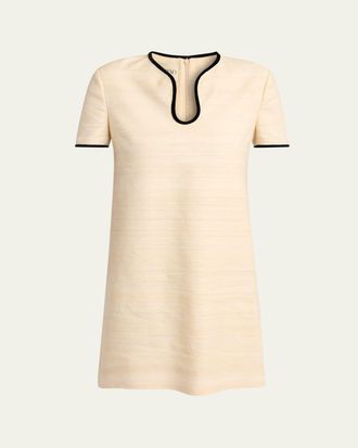 Valentino Garavani Woven Silk Short-Sleeve Mini Dress