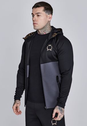 Siksilk Mens Black,Grey Full Zip Hoodie XL