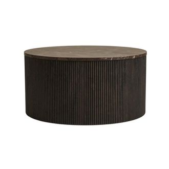 Moloo Mesa de centro con efecto m&aacute;rmol marr&oacute;n &oslash;80 cm