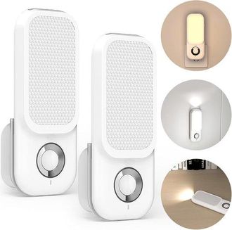 No Brand 2 Unidades De Linterna Led 4 En 1 Con Enchufe, Luz Nocturna, Sensor De Movimiento E Iluminaci&oacute;n De Emergencia Para Enchufes De Pared Interiores Y Uso 