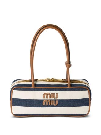 Miu Miu Beau tote bag - women - Cotton/Calf Leather - One Size - Neutrals