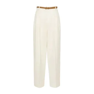 Max Mara Dames, Broeken, Beige, Maat: XS Katoen
