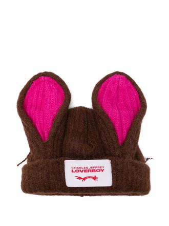 Charles Jeffrey Loverboy Artisanal rabbit beanie - Bruin