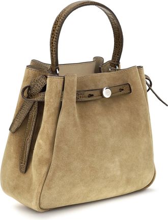 Tory Burch Womens Romy Suede Bucket Bag Stone