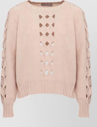 D.exterior wool cashmere high neck long sleeve cutout sweater