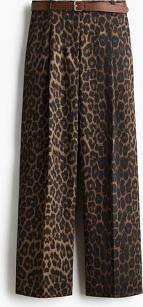 H&M Weite Hose mit G&uuml;rtel - Braun/Leopardenprint