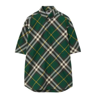 Burberry Logo-Embroidered Plaid Shirt, Size Medium