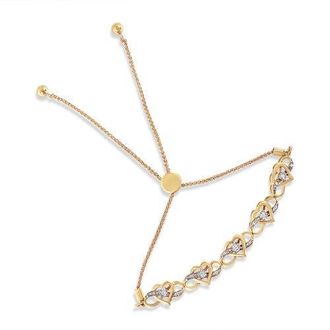 House of Brilliance 14K Yellow Gold Plated Silver 1/10 Cttw Diamond Infinity Heart Shaped Bolo Bracelet at Nordstrom